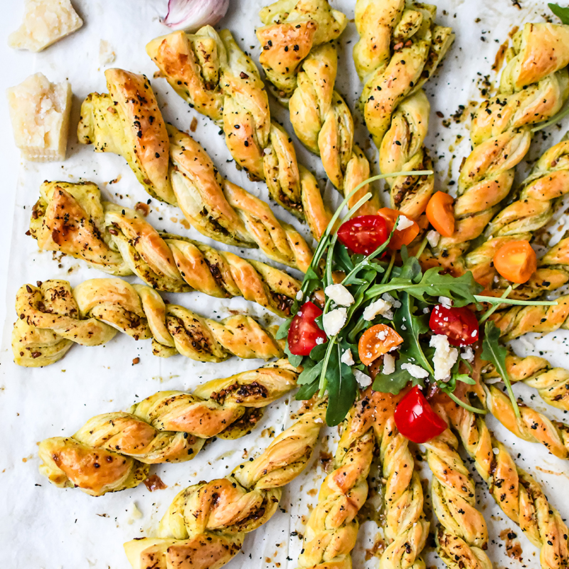 Recette feuilleté apéritif au pesto de roquette